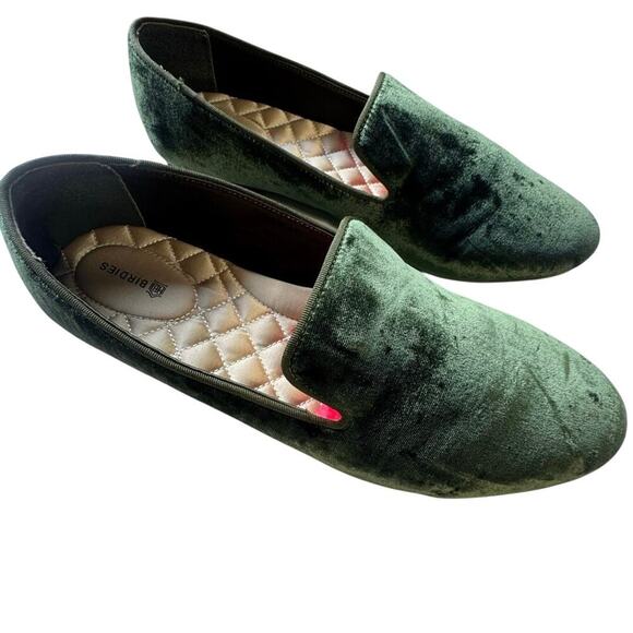 Birdies The Starling Loafers Velvet Semi Formal Flats In Moss Green Size 10 - Picture 8 of 12